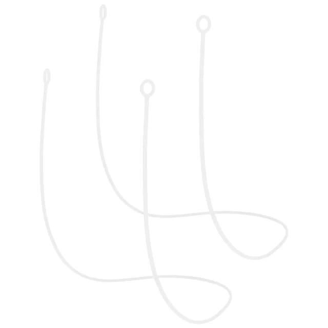 Two white earplug lanyards