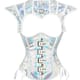 Silver Rave Corset Set - close-up of the shimmering man-made leather and metal buckles | Ravers Co