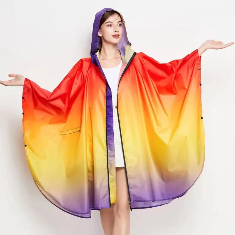Orange and yellow coloured rain poncho
