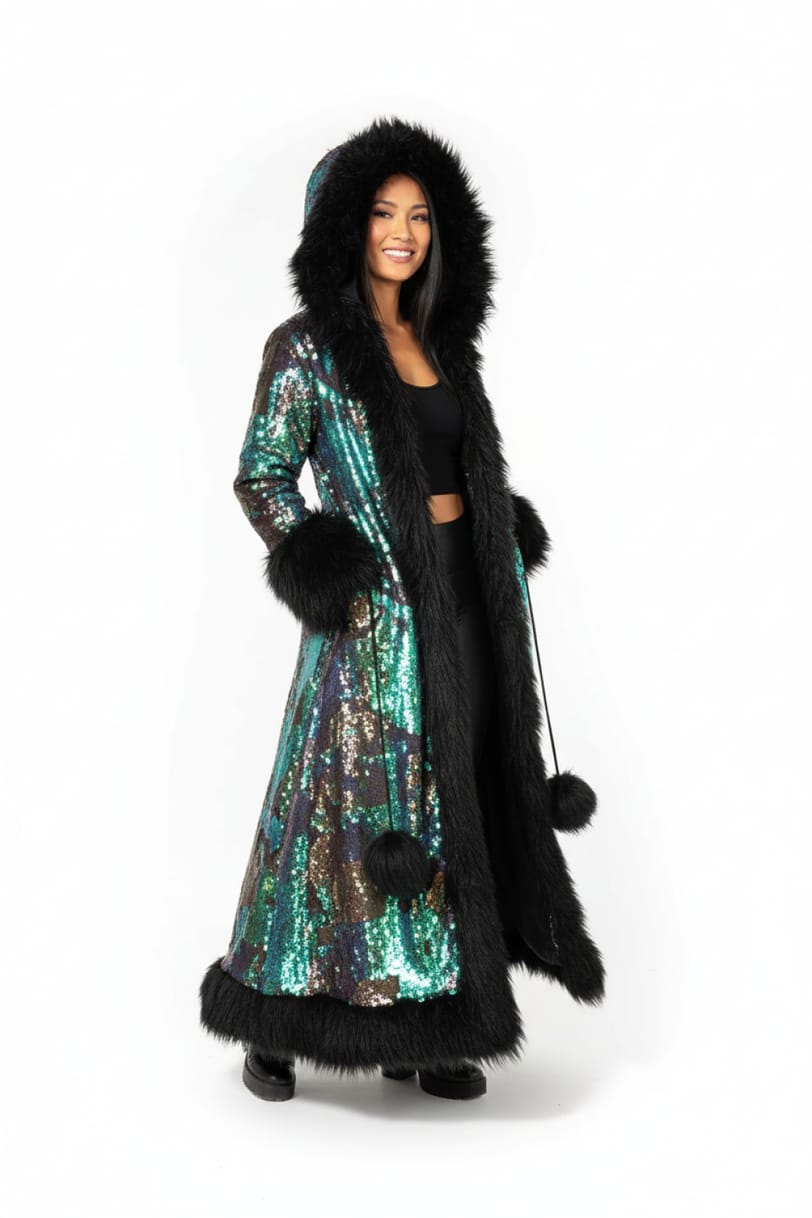 Mermaid Sequin Fur Coat — right view