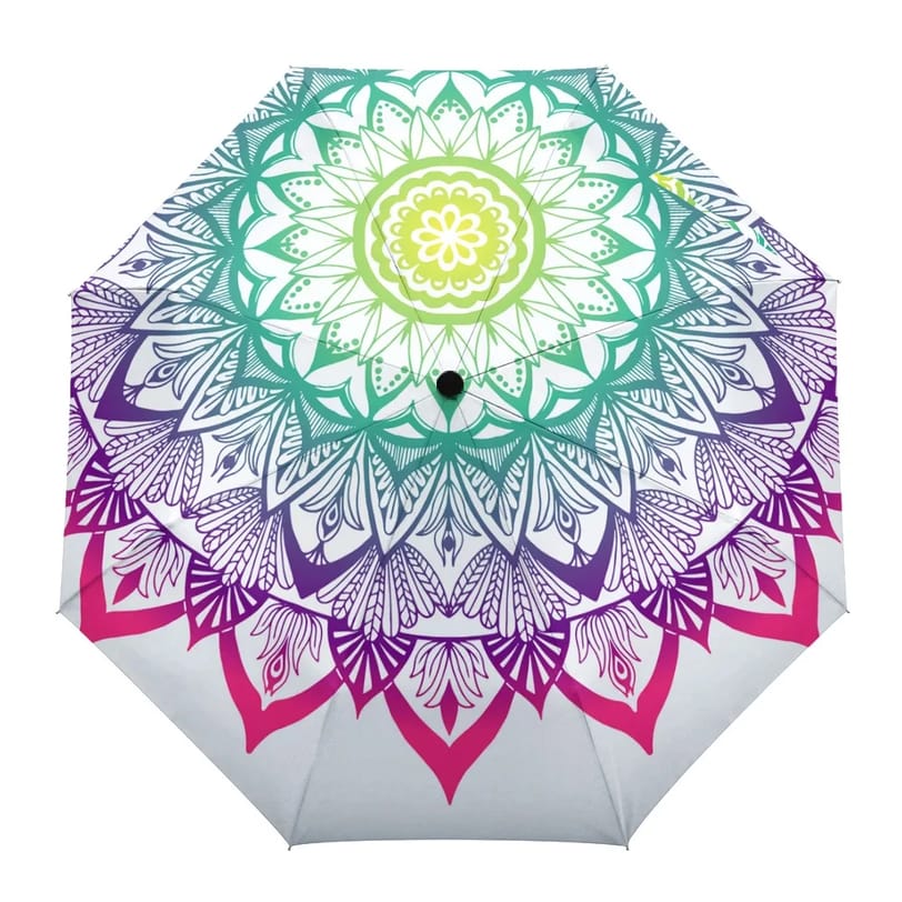 Boho Mandala Umbrella with colourful psychedelic print | Ravers Co