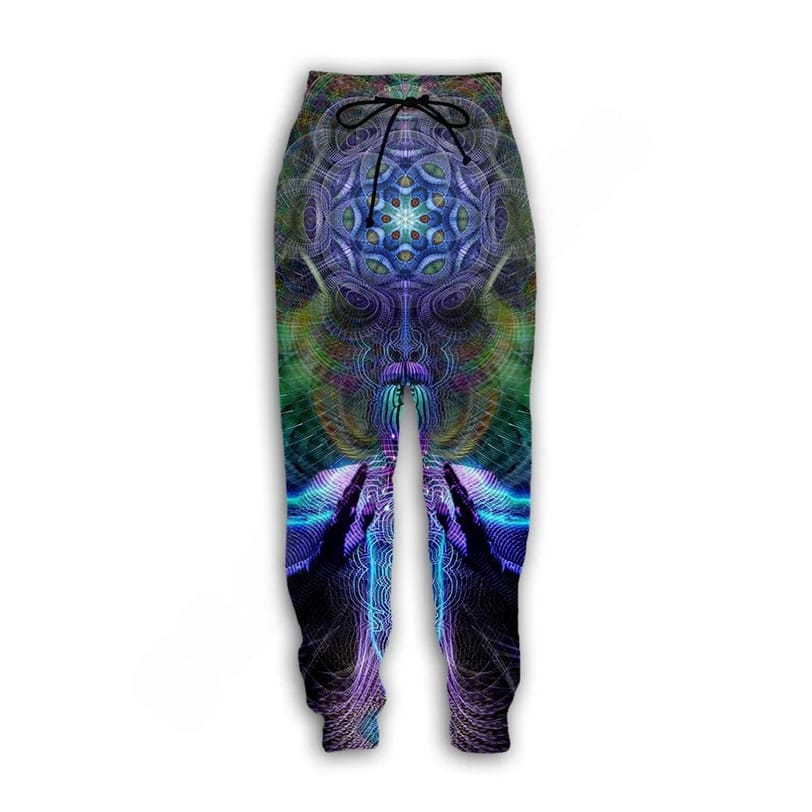 Outer Space Rave Pants - front view showing 3D alien print | Ravers Co