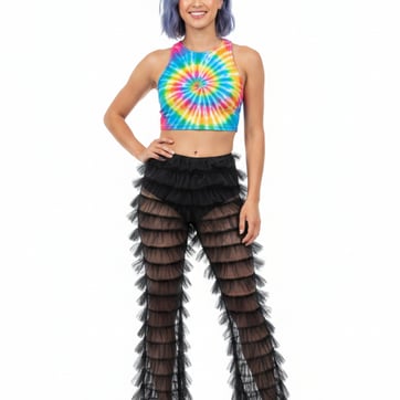 Mesh Flare Rave Pants — front view