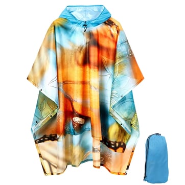 Close-up of the waterproof 210t polyester fabric on the Butterfly Rain Poncho | Ravers Co
