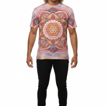 Psy Art Flower T-Shirt - Front view of intricate mandala design | Ravers Co