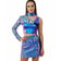 Blue Laser Rave Set - front view on model showing iridescent fabric | Ravers Co