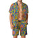 Trippy Flower Festival Suit for men featuring a colourful psychedelic print on a matching shirt and shorts set | Ravers Co
