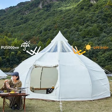 Outdoor Lotus Glamping Tent - top-down view of packed carry bag | Ravers Co