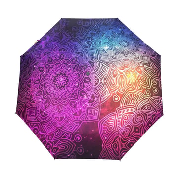 Sacred Mandala Umbrella providing sun and rain protection at a festival | Ravers Co