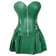 Green PU Corset Dress - front view on model | Ravers Co
