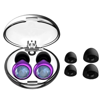 Crystal Silicone Loop Earplugs in four colours - Gold, Purple, Rose Gold, and Silver | Ravers Co