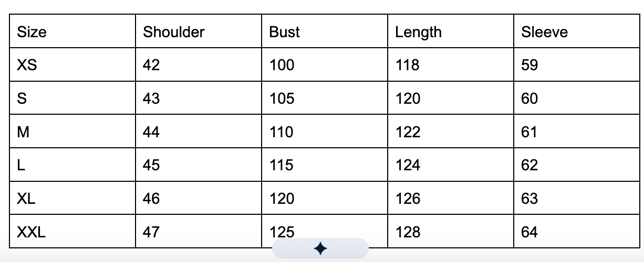 faAurora Panther Faux Fur Coat Size Chart