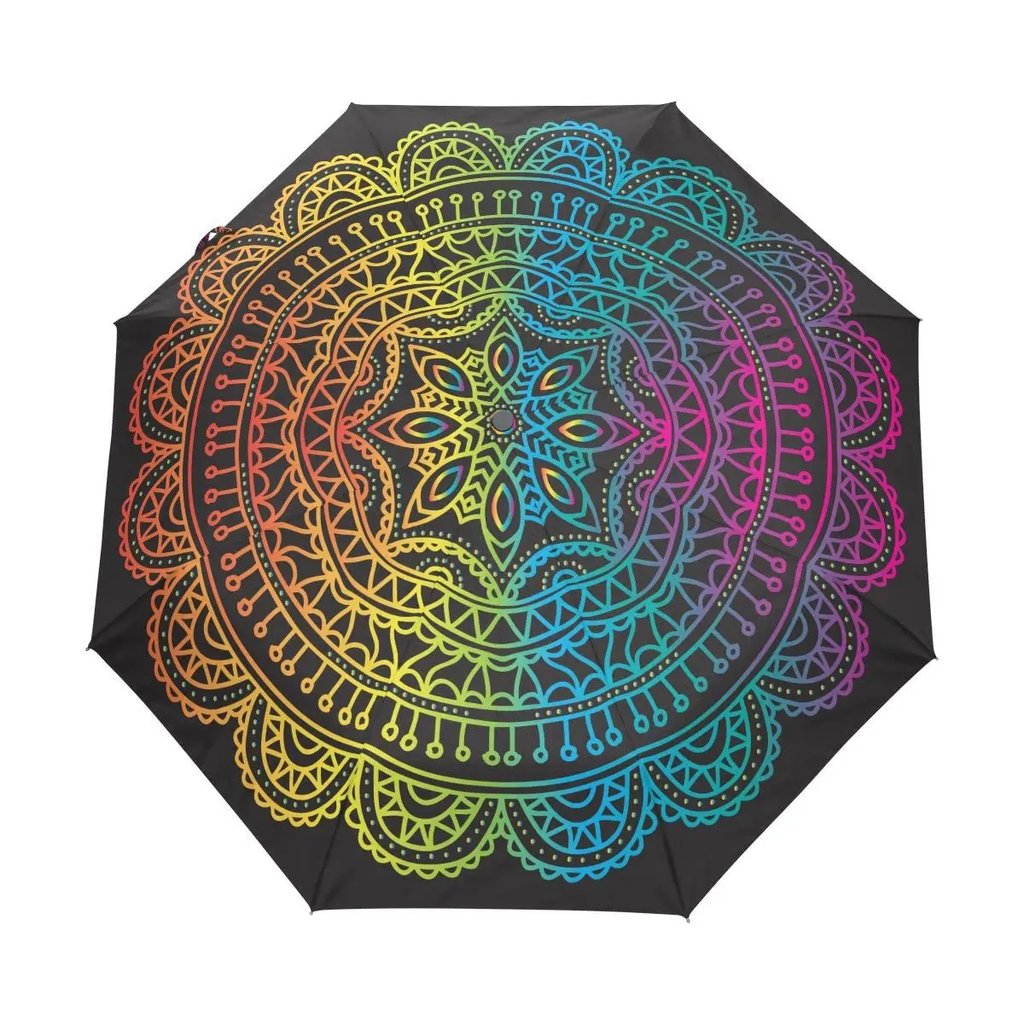 Psychedelic Mandala Umbrella - full vibrant pattern from top angle view | Ravers Co