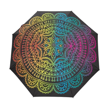 Psychedelic Mandala Umbrella - full vibrant pattern from top angle view | Ravers Co