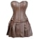 Brown PU Corset Dress - front view on model | Ravers Co