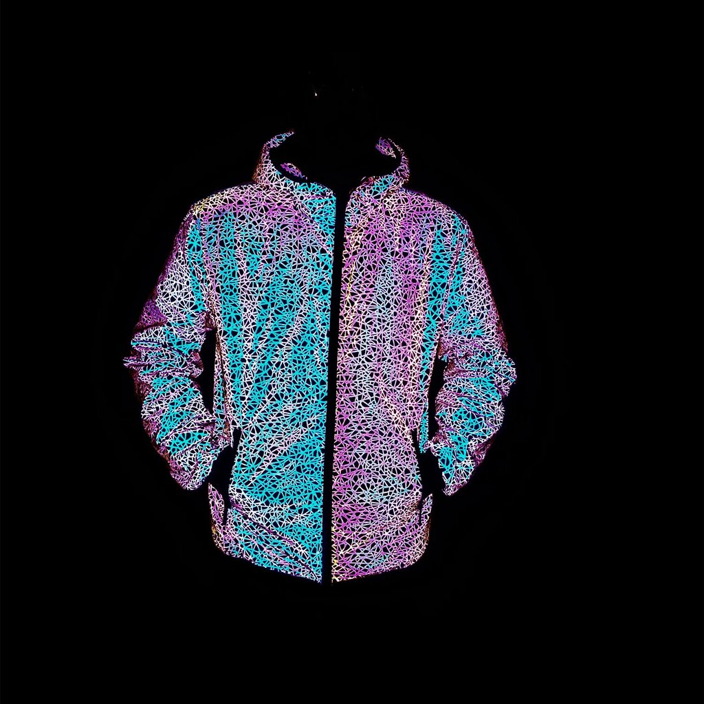 Holographic Splatter Zip Up Hoodie - front view on model | Ravers Co