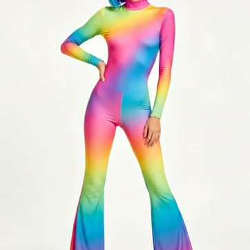 Rainbow Aura Flare Bodysuit — Normal Lighting front view