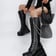 Chained Up Rave Boots in black with platform heel - front view | Ravers Co