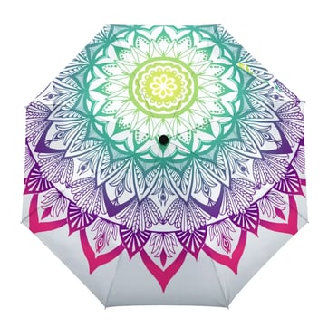 Boho Mandala Umbrella - colourful psychedelic print open | Ravers Co