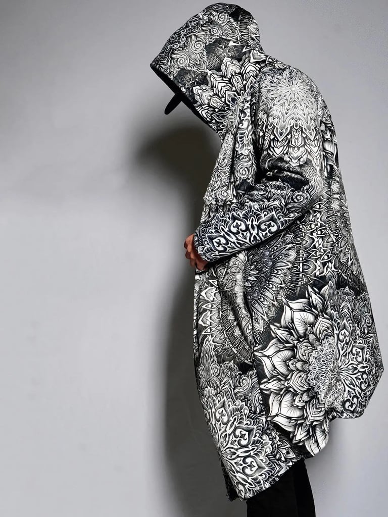 Lotus Mandala Bloom Cloak - psychedelic mandala print on velveteen | Ravers Co