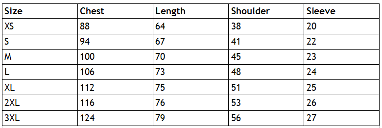 Size chart for Lotus Flower Mandala T-Shirt