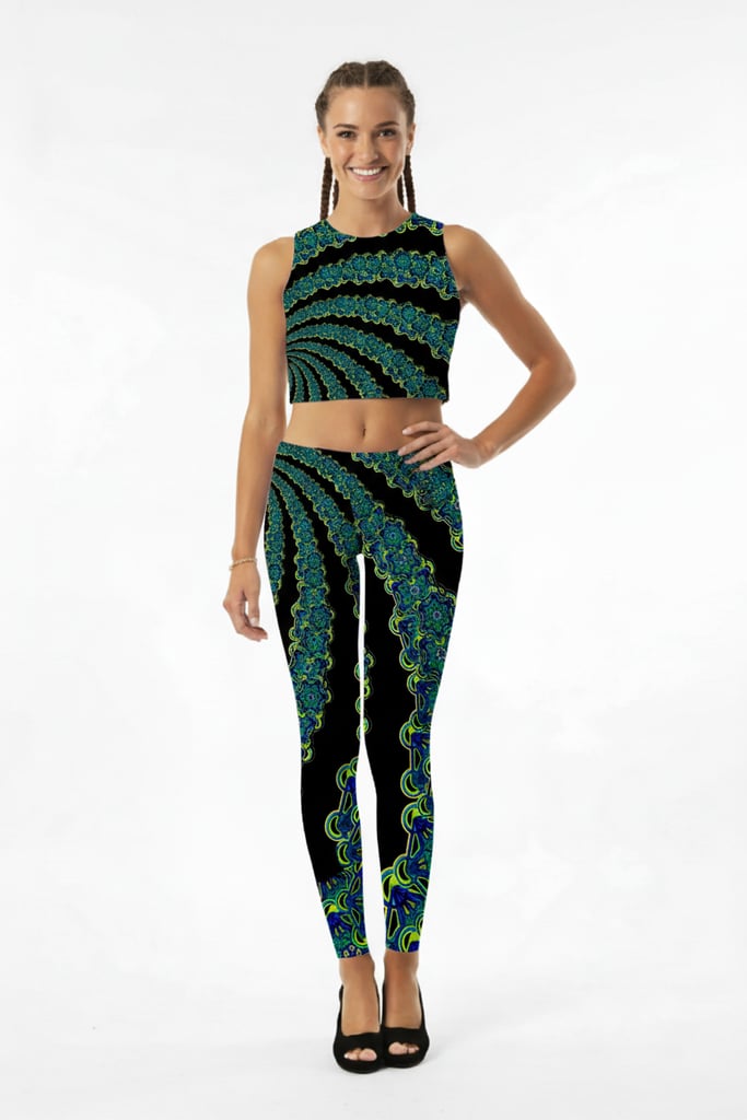 Sacred Spiral Rave Set - front view of fractal print top and leggings | Ravers Co