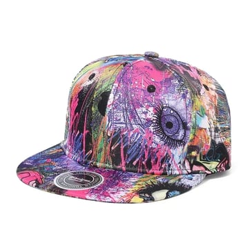 Urban Scribble Baseball Cap with blue and white graffiti print | Ravers Co