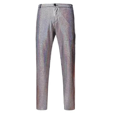 Silver Sequin Pants for men - front view on model | Ravers Co
