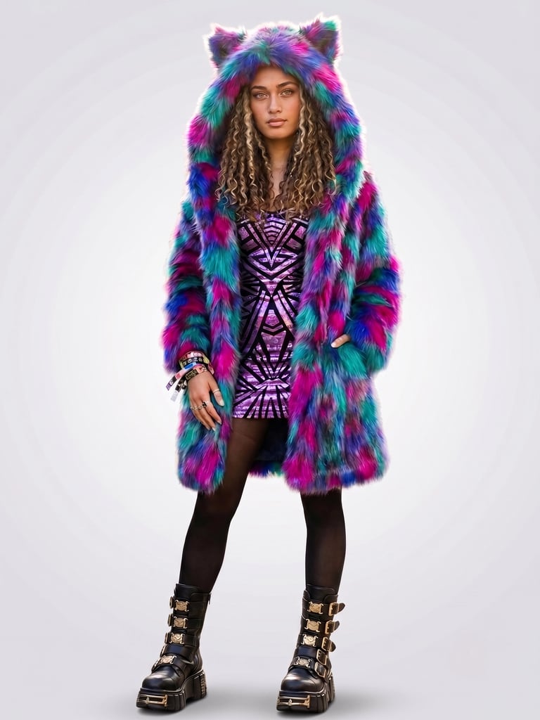 Aurora Panther Faux Fur Coat