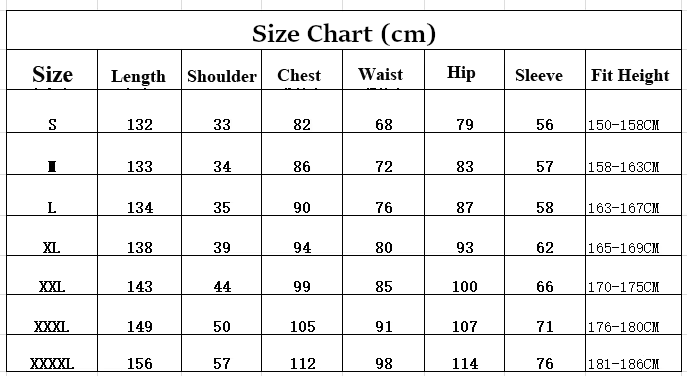 Mystic Rave Jumpsuit Size Chart