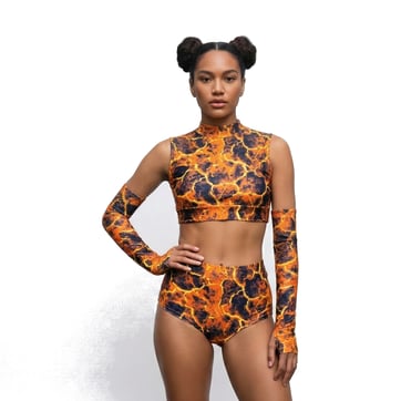 Molten Shock Rave Set - model showing full outfit from the side | Ravers Co
