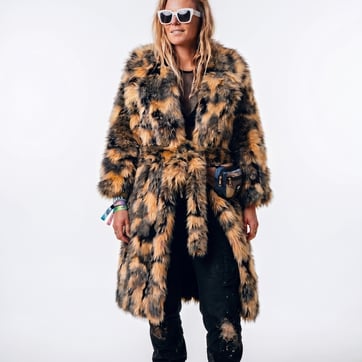 Emma is wearing the Bush Doof Faux Fur Coat