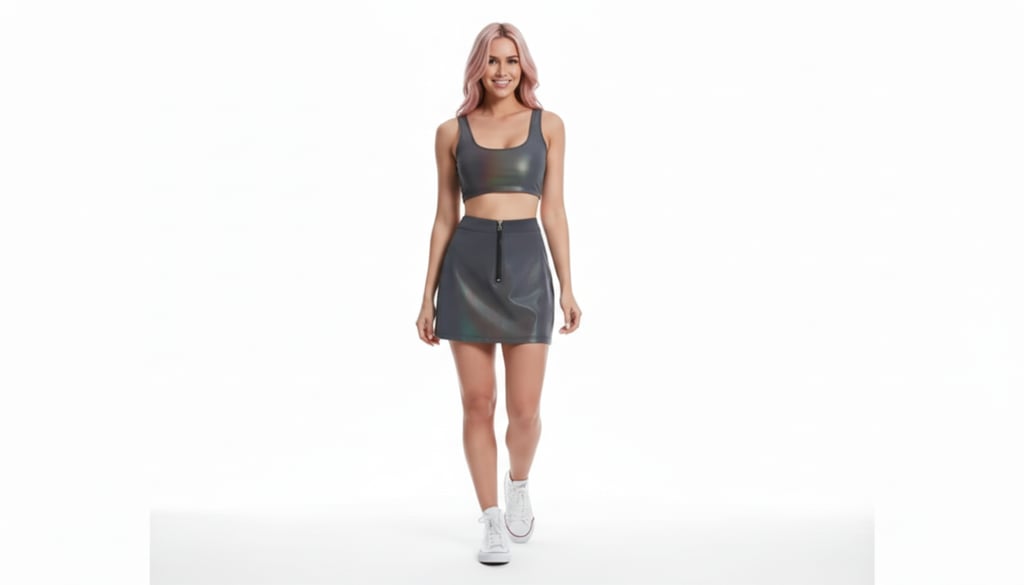 Rainbow Reflective Tank Top - front view with flash activated rainbow colours | Ravers Co