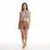 Reflective Laser Halter Crop - front view in natural silver light | Ravers Co