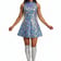 Blue Laser Mirror Dress front view on model showing reflective triangle sequins | Ravers Co