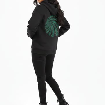 Sacred Spiral Wave Hoodie - back view showing full geometric design | Ravers Co