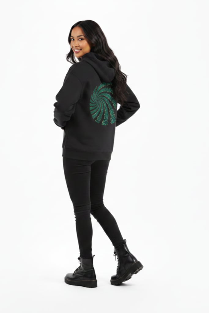 Sacred Spiral Wave Hoodie - back view showing full geometric design | Ravers Co