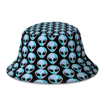 Top view of the Psychedelic Alien Hat on a black background | Ravers Co