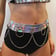 Holographic Chain Belt in silver worn by a model at a festival | Ravers Co