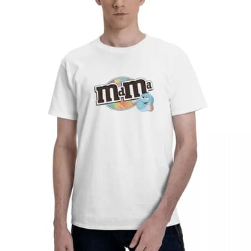 M&M MDMA T-Shirt in White with blue smiley print - front view | Ravers Co