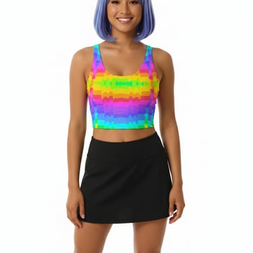 Liquid Rainbow Rave Top — Normal Lighting front view