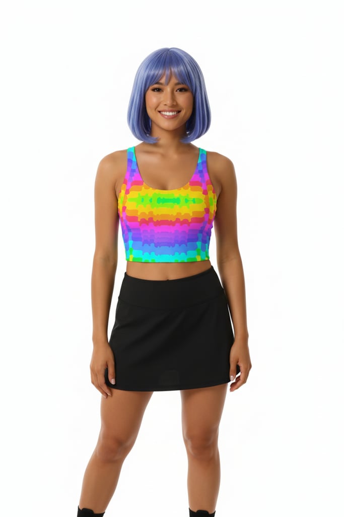 Liquid Rainbow Rave Top - Psychedelic print front view | Ravers Co