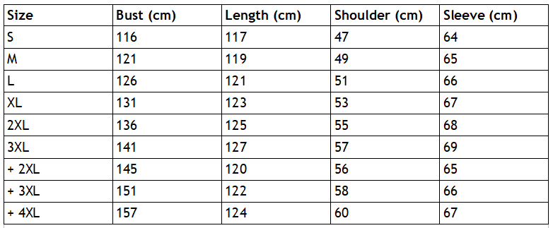 Size Chart LED Sequin Fur Cloak Male Model - 1