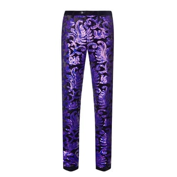 Purple Sequin Velvet Pants - close-up of light-reflecting sequin pattern | Ravers Co