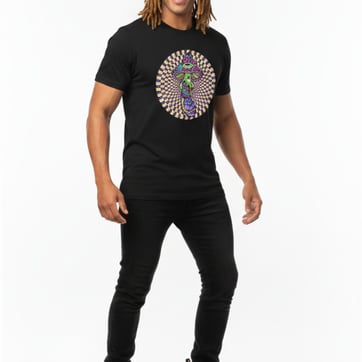 Hypnotic Mushroom T-Shirt — Normal Lighting right view