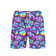 A picture of the purple mushroom rave shorts.