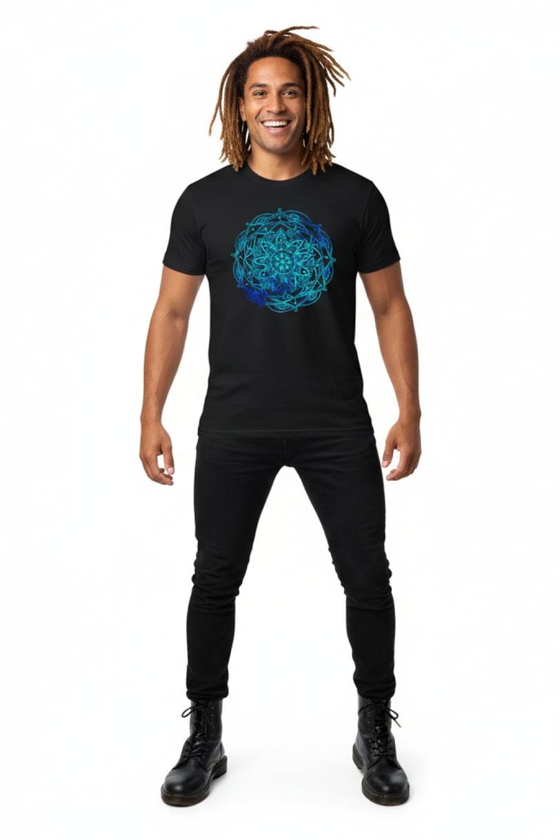 Mandala Lotus T-Shirt — Normal Lighting front view