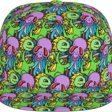 Creature Crash Baseball Cap - front view with psychedelic print | Ravers Co
