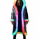 Liquid Sequin Fur Coat - front view with RGB LEDs glowing | Ravers Co
