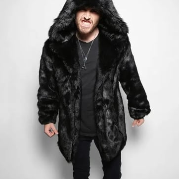 Fluffy Rave Creature Coat - detailed texture of the black faux fur | Ravers Co
